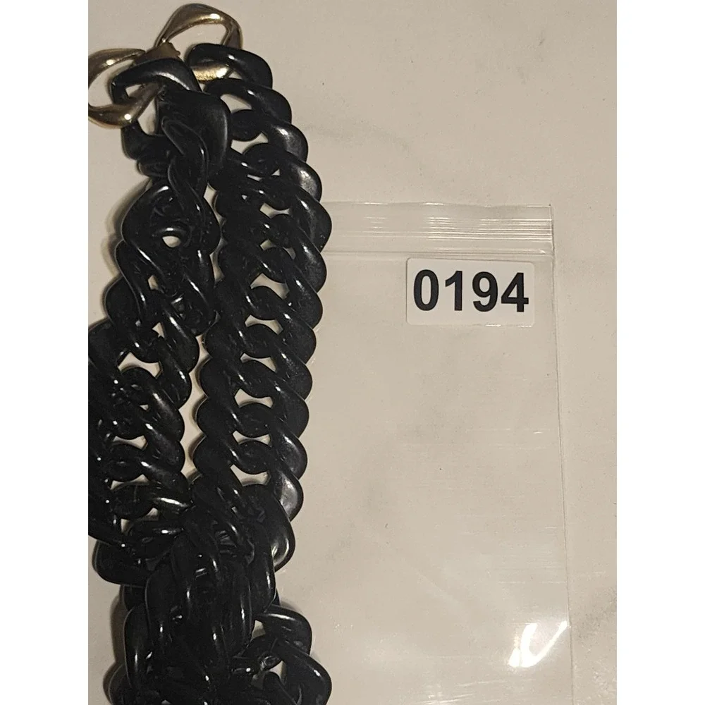 Vintage Genuine Black Lucite Chunky Curb Link Necklace Made In Hong Kong